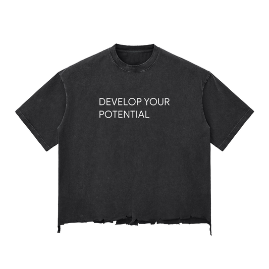 Snow Wash Raw-Hem Boxy T-shirt