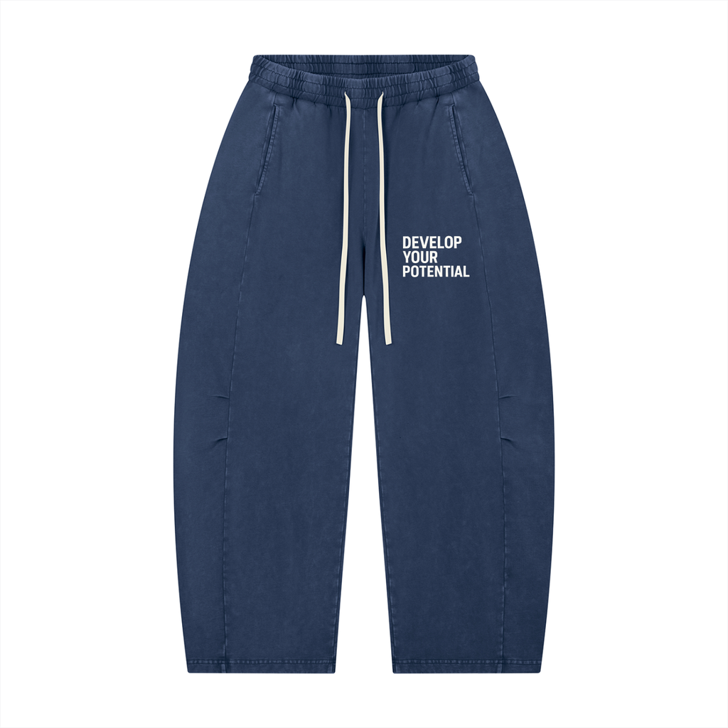 Unisex Mineral Wash Barrel Leg Pants