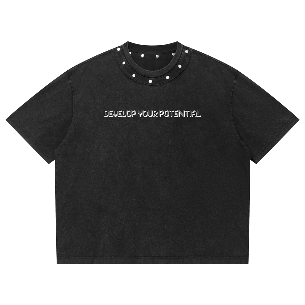 Unisex Washed Boxy Studded T-Shirt