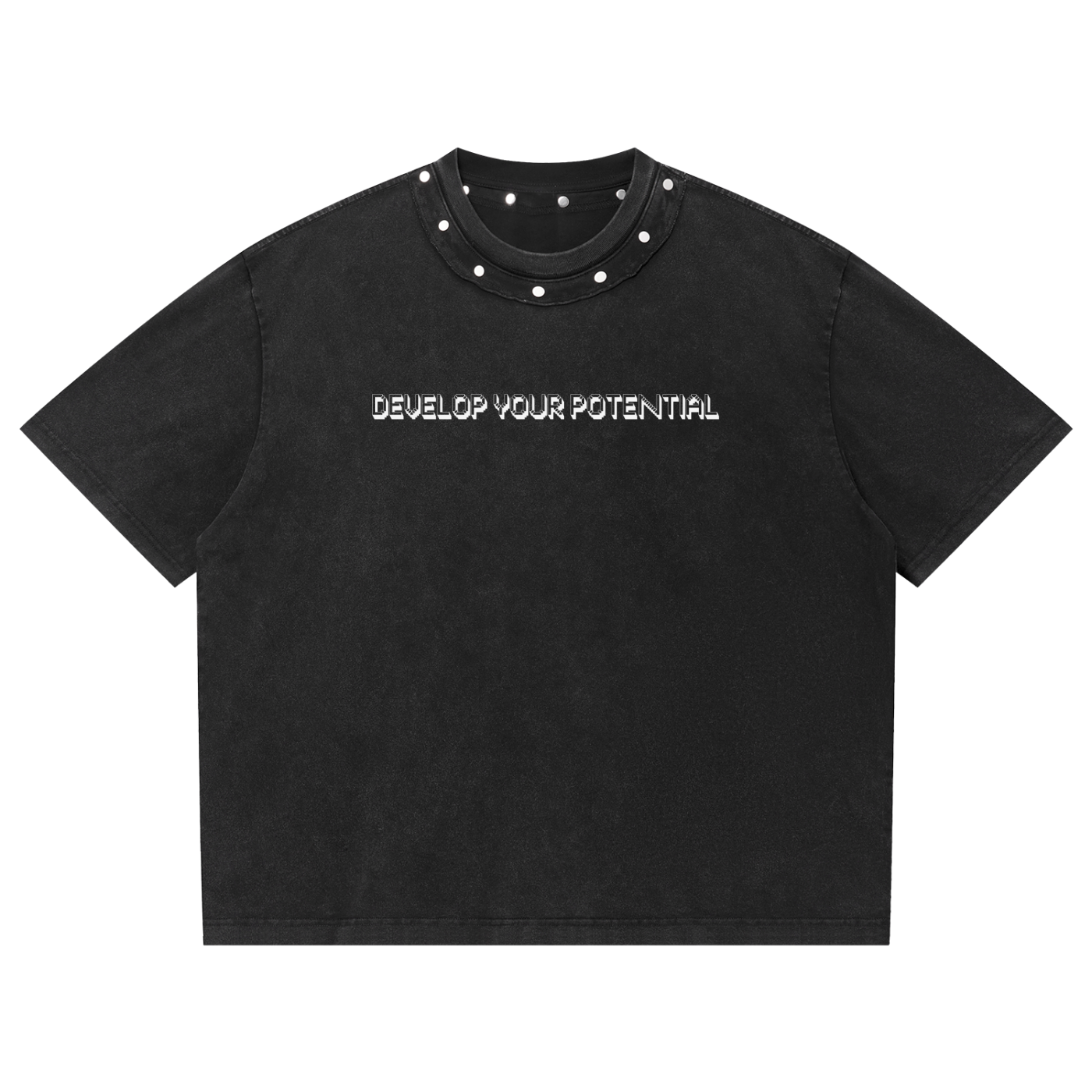 Unisex Washed Boxy Studded T-Shirt