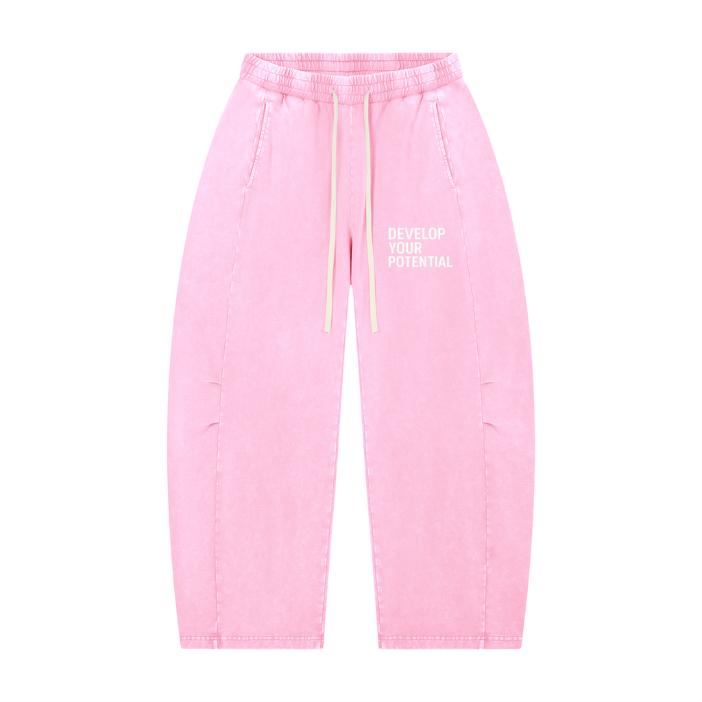 Unisex Mineral Wash Barrel Leg Pants