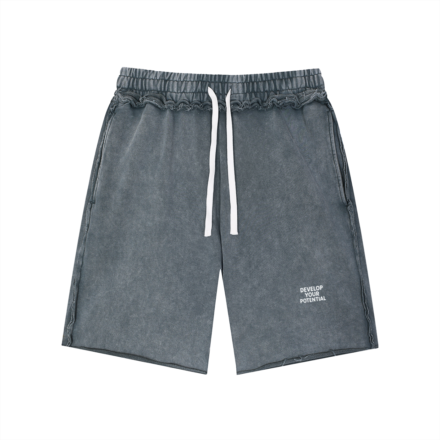 Unisex Mineral Wash Raw Edge Shorts