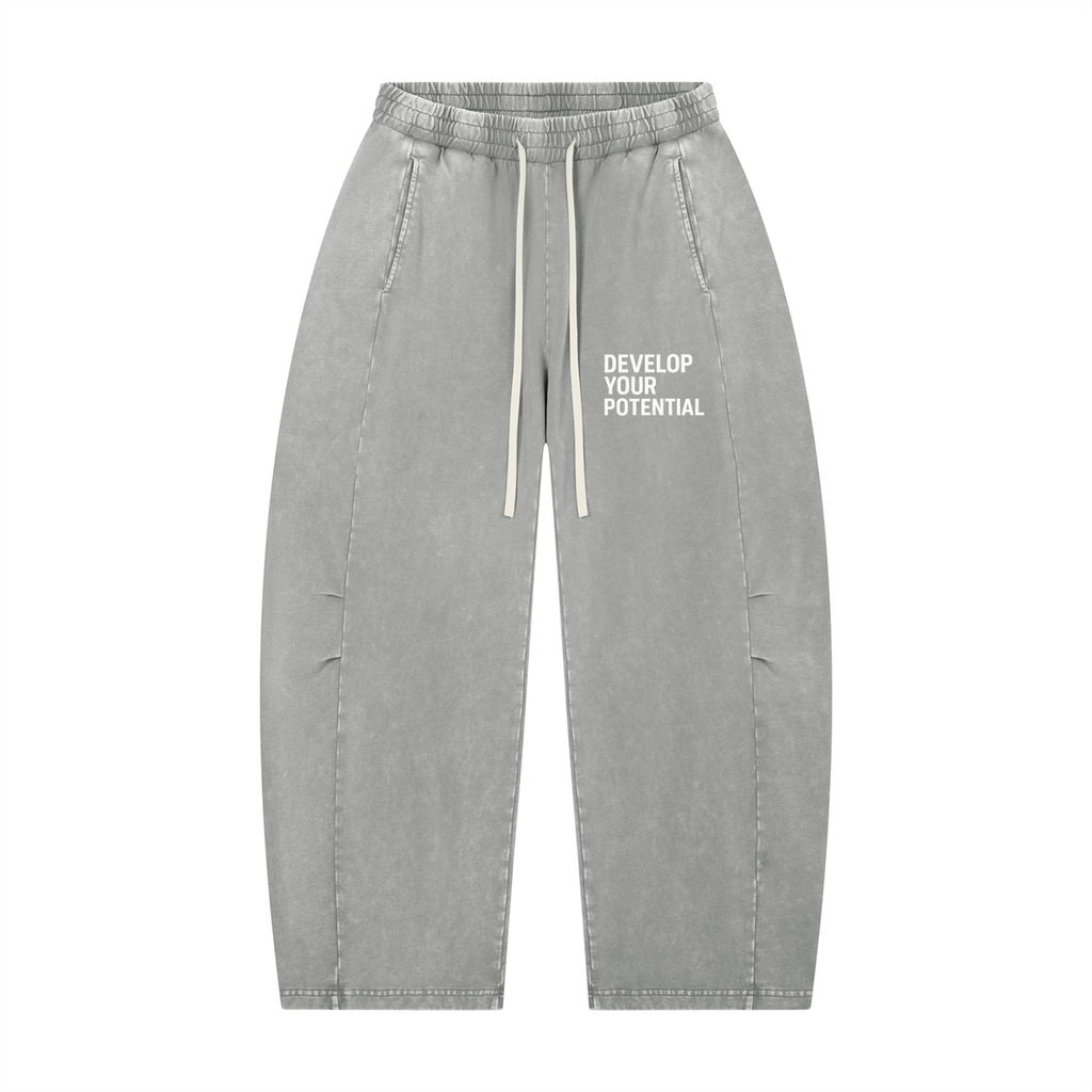 Unisex Mineral Wash Barrel Leg Pants