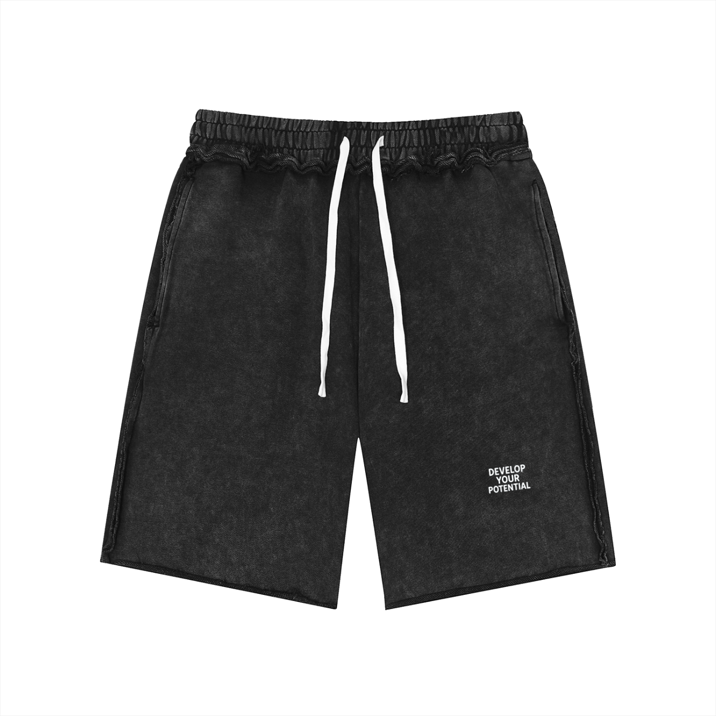Unisex Mineral Wash Raw Edge Shorts