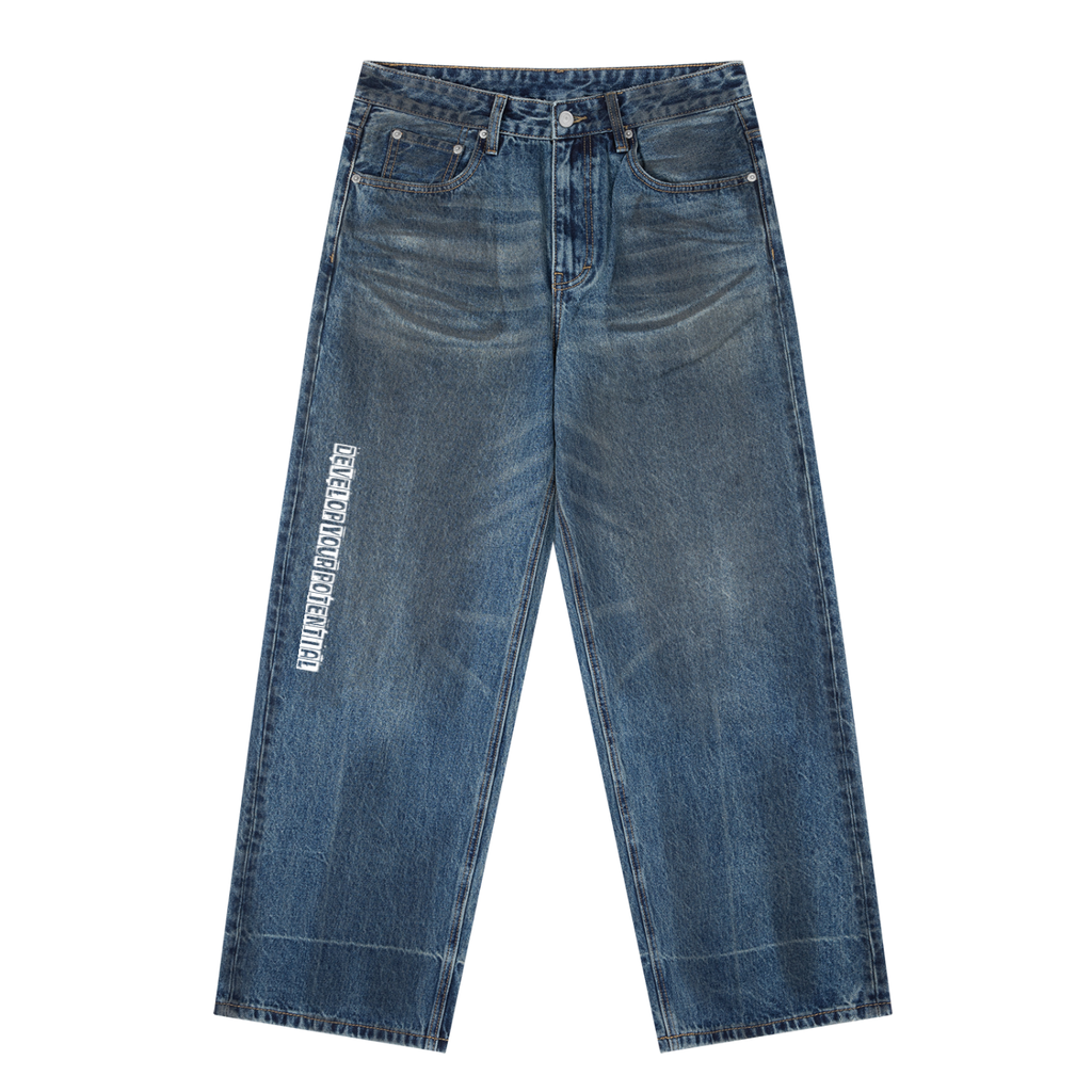 Vintage Wash Baggy Denim Jeans