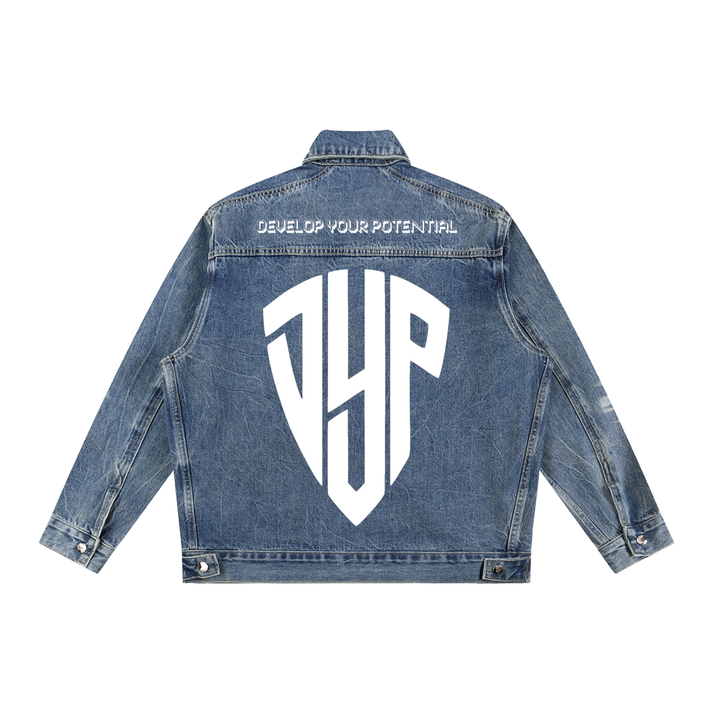 Vintage Wash Zip Up Denim Jacket