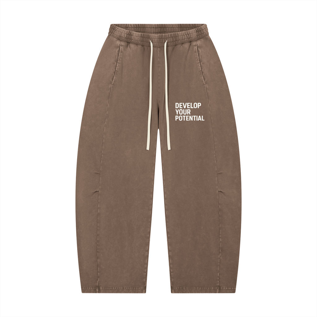 Unisex Mineral Wash Barrel Leg Pants