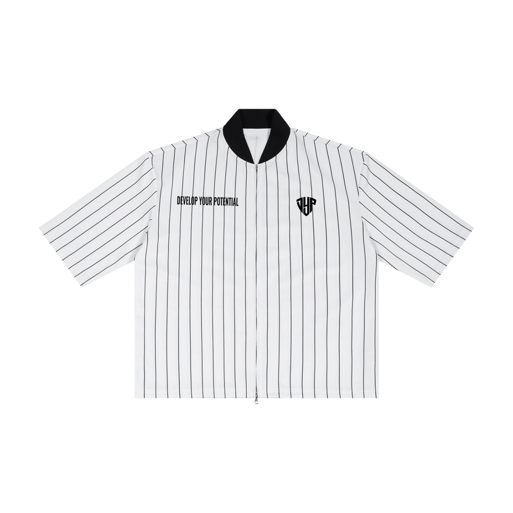 Unisex Striped Full-Zip Baseball Jersey