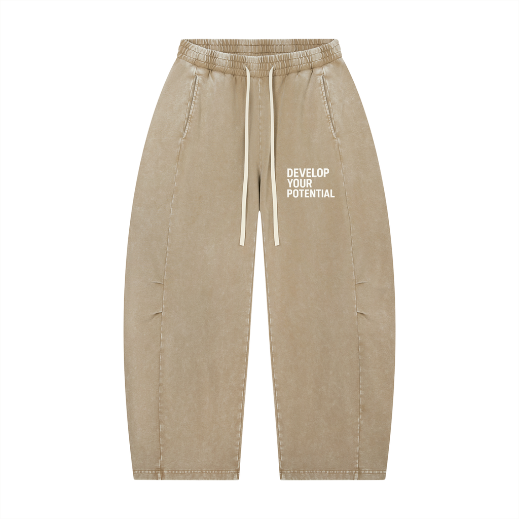 Unisex Mineral Wash Barrel Leg Pants