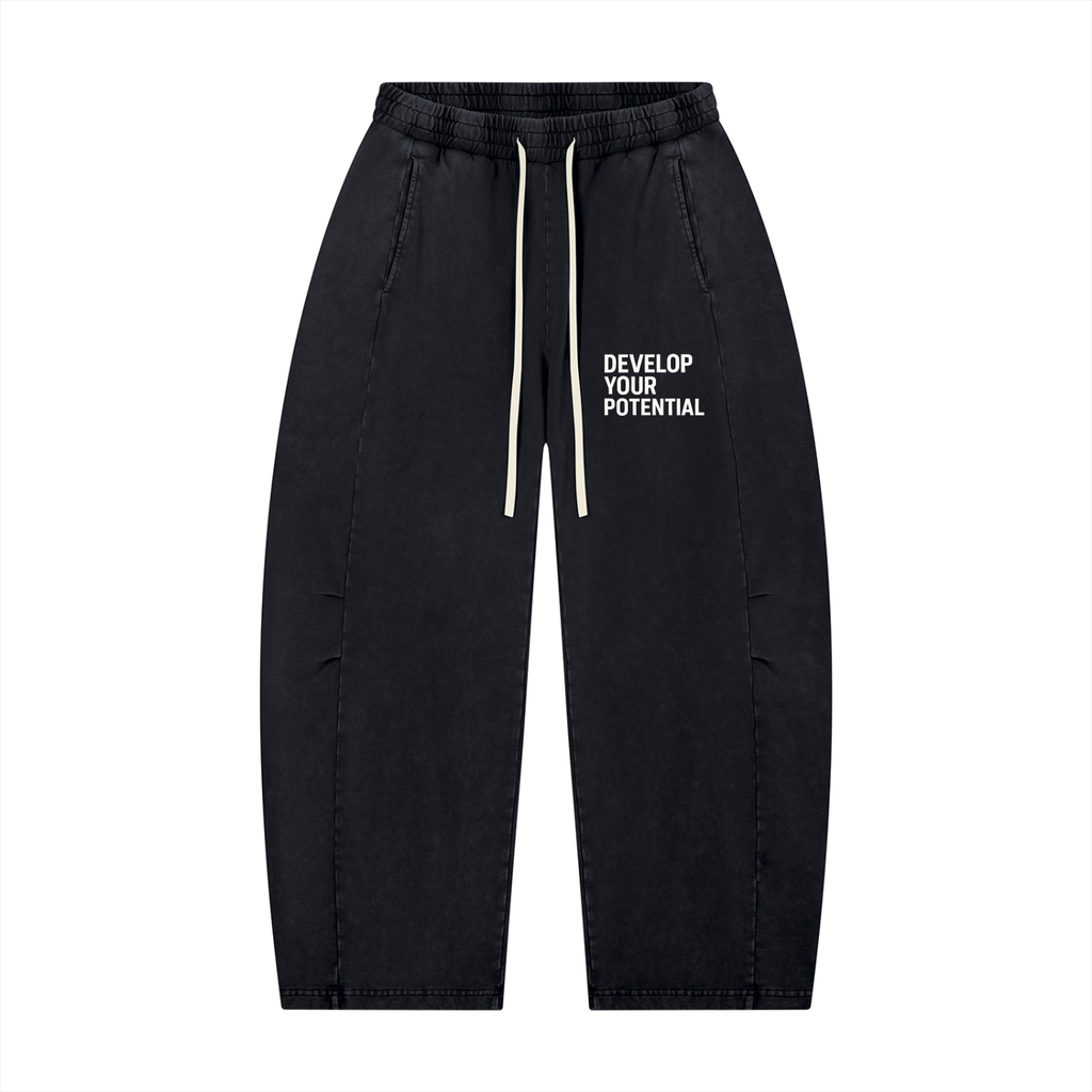 Unisex Mineral Wash Barrel Leg Pants