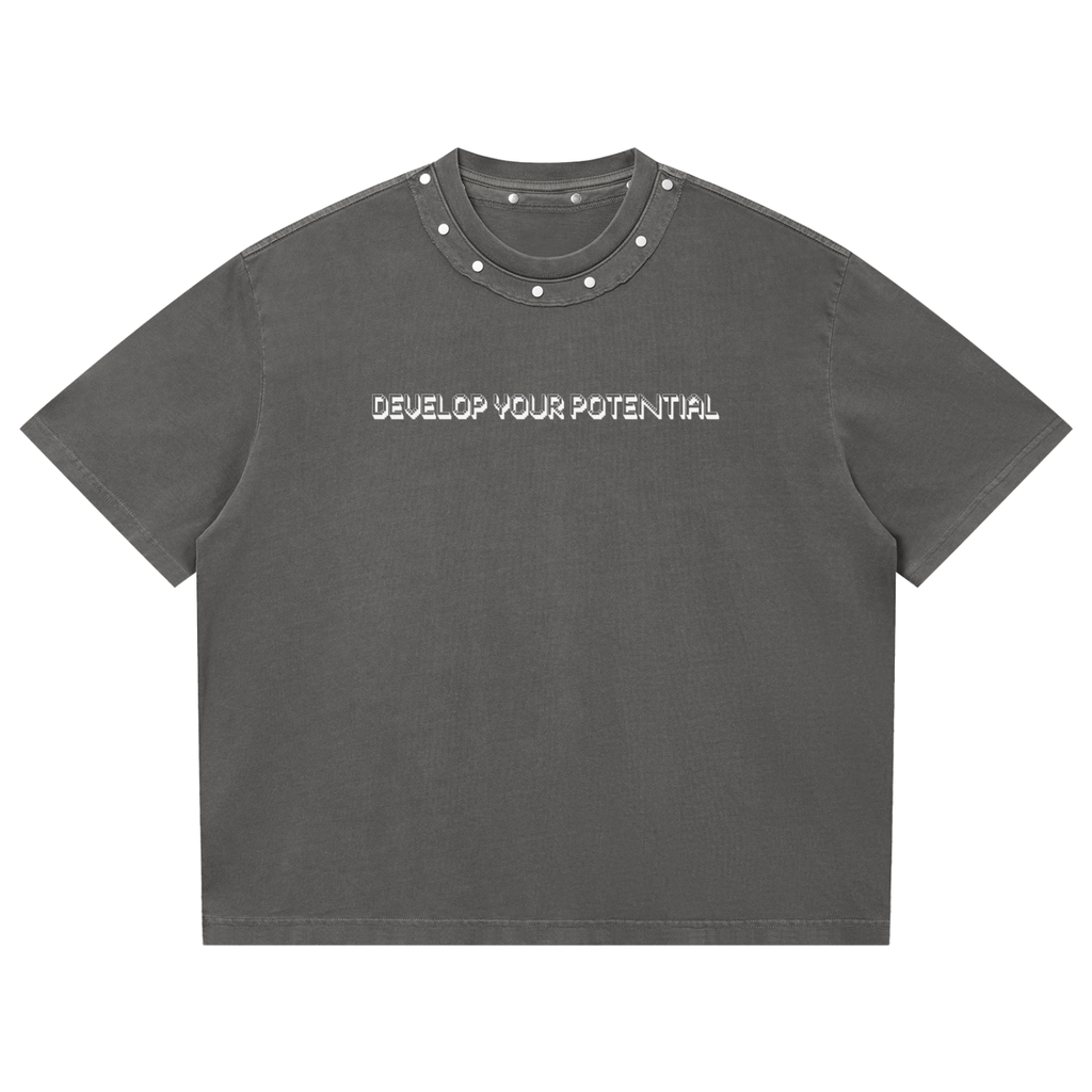 Unisex Washed Boxy Studded T-Shirt
