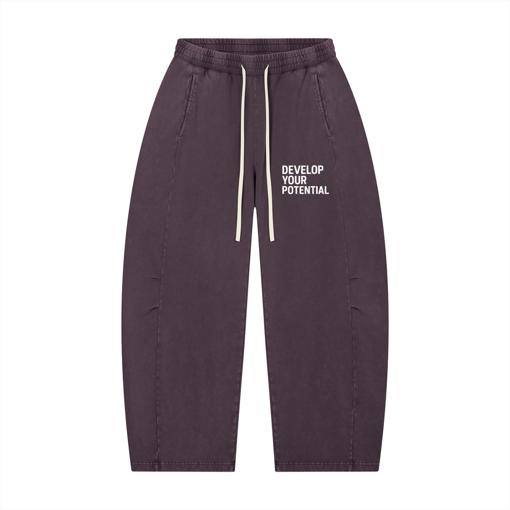 Unisex Mineral Wash Barrel Leg Pants